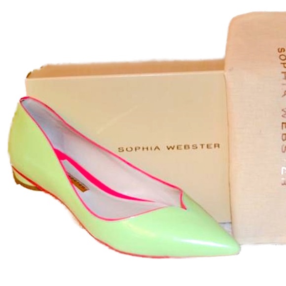 Sophia Webster Mint Patent Leather Flats with Pink Trim – - Picture 3 of 14